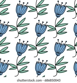 Floral seamless pattern. Traditional style for graphic design. Blue bells.