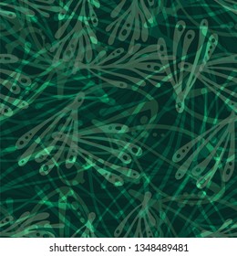 Floral seamless pattern with with transparent herbs.