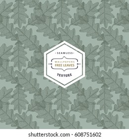 Floral seamless pattern with tree leaves. Maple, Elm, Oak, Aspen textured leaves
