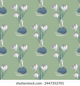 Patrón floral sin costuras. Fondo botánico de moda con cruces. Arreglo de flores de primavera. Estampado de estilo retro. Ilustración vectorial dibujada a mano