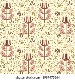 Floral seamless pattern. Trendy cute design for wallpaper, textile design, packing, fabric. Abstract background