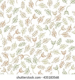 Floral seamless pattern in trendy linear style. Organic and cosmetics branding.