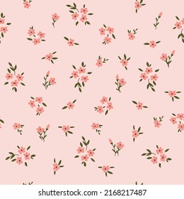 Floral seamless pattern. Trendy small wild flower field design for fashion, fabric,  textile, wallpaper, cover, banner, card, invitation, wrapping paper. Vector