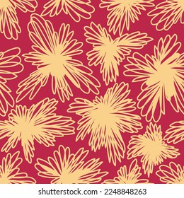 Floral seamless pattern in trendy viva magenta color. Modern print for fabric, textiles, wrapping paper. Vector illustration