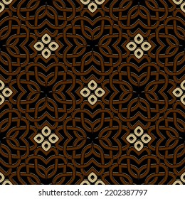Floral seamless pattern. Tribal ethnic celtic style traditional vector background. Colorful intricate line art grid pattern. Braided floral repeat lines ornament. Beautiful patterned modern design.