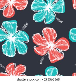 Floral seamless pattern with tropical flowers.