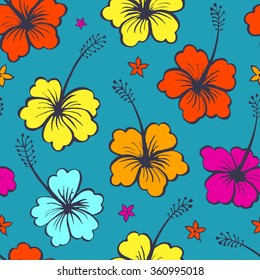 Floral seamless pattern with tropical flowers
