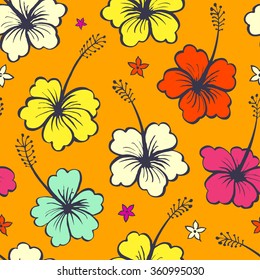 Floral seamless pattern with tropical flowers