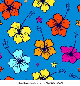 Floral seamless pattern with tropical flowers