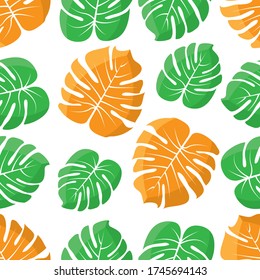 Floral seamless pattern with tropical leaf palm. Seamless pattern of leaves monstera. summer seamless pattern vector floral background.