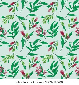Blumennahtloses Muster mit tropischen Blättern. botanischer Hintergrund. Stoffdruck, Armbanduhr, Wickelpapier.