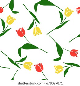 Floral seamless pattern with tulips. Can be used for wallpaper, pattern fills, surface textures.