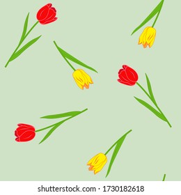 Patrón floral sin soldadura con tulipanes flor flor vectorial ilustración a mano dibujado 