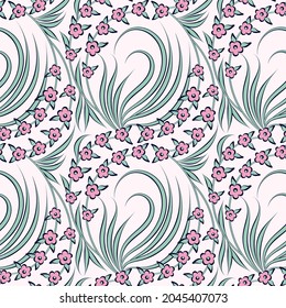floral seamless pattern with Turkish ottoman Iznik motifs in a modern color palette
