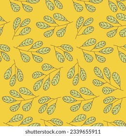 patrón sin soldadura floral con ramitas y hojas para vectores textiles EPS10