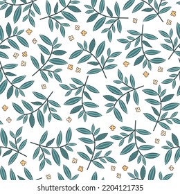 Floral seamless pattern with twigs and small flowers. Vector design for paper, cover, fabric, interior decor and other use.