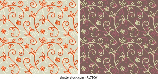 Floral seamless pattern in two color palettes