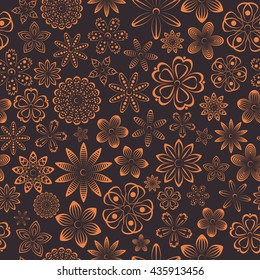 Floral seamless pattern of various bud, flowers design,  vector illustration.