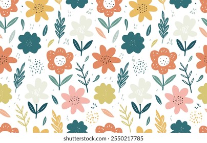 Floral seamless pattern vector art design illustration, Seamless flower pattern, flat vector