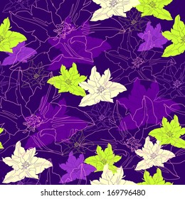 Floral seamless pattern. Vector background with flowers.
