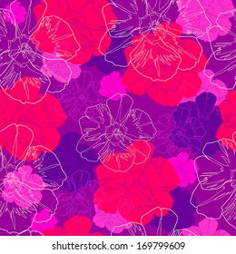 Floral seamless pattern. Vector background with flowers.