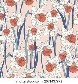 Floral seamless pattern. Vector background for design, printing on fabric, paper and wallpaper