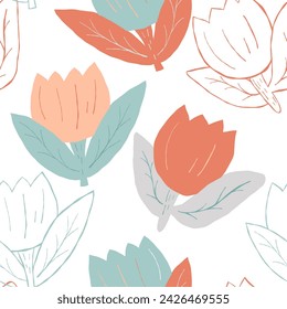 Floral seamless pattern, vector background