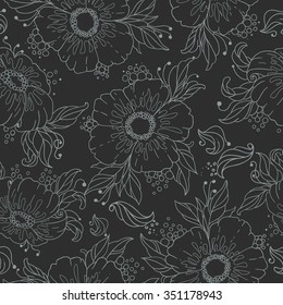 Floral seamless pattern. Vector background with flowers.