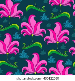 Floral seamless pattern. Vector background with flowers. Hand drawn artwork for textiles, fabrics, souvenirs, packaging and greeting cards.
