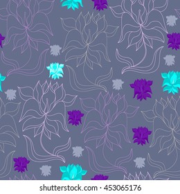 Floral seamless pattern. Vector background with flowers. Hand drawn artwork for textiles, fabrics, souvenirs, packaging and greeting cards.