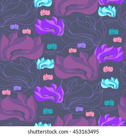 Floral seamless pattern. Vector background with flowers. Hand drawn artwork for textiles, fabrics, souvenirs, packaging and greeting cards.