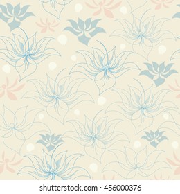 Floral seamless pattern. Vector background with flowers. Hand drawn artwork for textiles, fabrics, souvenirs, packaging and greeting cards.
