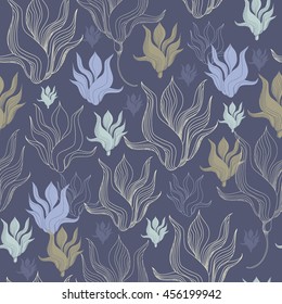 Floral seamless pattern. Vector background with flowers. Hand drawn artwork for textiles, fabrics, souvenirs, packaging and greeting cards.