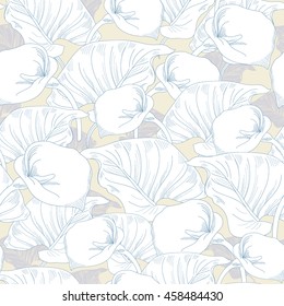 Floral seamless pattern. Vector background with flowers. Hand drawn artwork for textiles, fabrics, souvenirs, packaging and greeting cards.