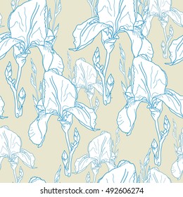 Floral seamless pattern. Vector background with flowers. Hand drawn artwork for textiles, fabrics, souvenirs, packaging and greeting cards.