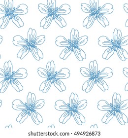 Floral seamless pattern. Vector background with flowers. Hand drawn artwork for textiles, fabrics, souvenirs, packaging and greeting cards.