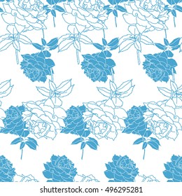 Floral seamless pattern. Vector background with flowers. Hand drawn artwork for textiles, fabrics, souvenirs, packaging and greeting cards.