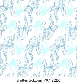 Floral seamless pattern. Vector background with flowers. Hand drawn artwork for textiles, fabrics, souvenirs, packaging and greeting cards.