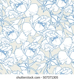 Floral seamless pattern. Vector background with flowers. Hand drawn artwork for textiles, fabrics, souvenirs, packaging and greeting cards.