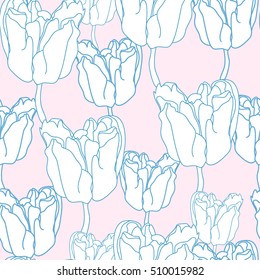 Floral seamless pattern. Vector background with flowers. Hand drawn artwork for textiles, fabrics, souvenirs, packaging and greeting cards.