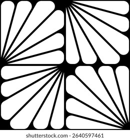 Floral seamless pattern. Vector black and white background. Abstract geometric pattern