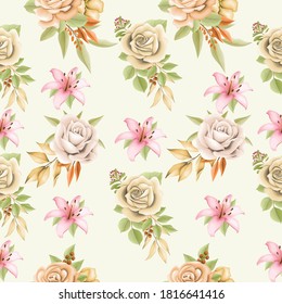 Floral seamless pattern vector bouquet