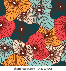 Floral seamless pattern vector, bright colorful decorative backgraound, stylized abstract flowers