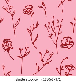 floral seamless pattern in vector. Contemporary vector Stock illustration on pink background