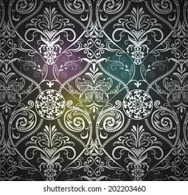 Floral Seamless Pattern Vector Damask Style with butterflies