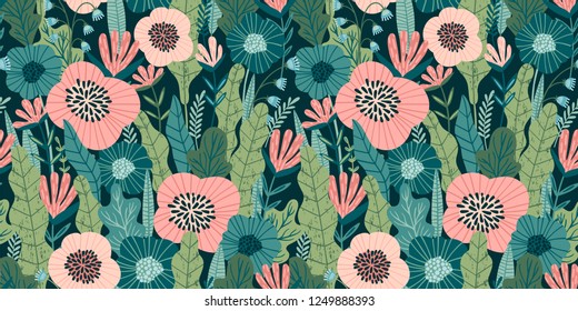 Floral seamless pattern. Vector design for paper, cover, fabric, interior decor