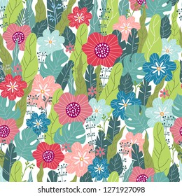 Floral seamless pattern. Vector design for paper, cover, fabric, interior decor and other users, hand draw illustration