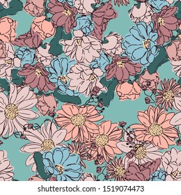 Floral seamless pattern. Vector design for paper, fabric, interior decor and cover