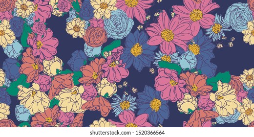 Floral seamless pattern. Vector design for paper, fabric, interior decor and cover