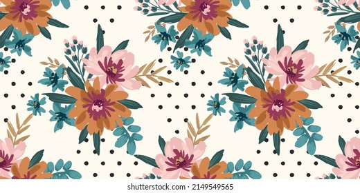 Patrón floral sin fisuras. Diseño de vectores para papel, cubierta, tela, decoración interior y otros usuarios